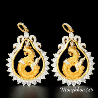 ราคา จี้ จี้พญานาคทรงหยดน้ำล้อมเพชร ทองเหลืองแท้ 100 พญานาคราช พญานาค ชุบทอง 24k (19239044741)