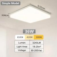 ราคา โคมไฟเพดาน LED ทรงสี่เหลี่ยมสไตล์โมเดิร์น โคมไฟเพดานประหยัดพลังงาน85 220V สำหรับตกแต่งห้องนอนไฟบ้าน (21171023148)