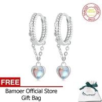 ราคา BAMOER ต่างหูชุบทองคำขาวตุ้มหูหัวใจมูนสโตนสำหรับ925เงินสเตอร์ลิงผู้หญิงต่างหูแบบห้อยแพ้ง่าย BSE995 (21372670038)