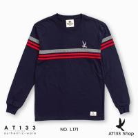 ราคา เสื้อยืดแขนยาวคาดแถบ 3 สี ปักนก L17 (6290752143)