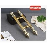 ราคา มือจับบานประตู ลูกบิดประตู ด้ามจับประตู ราวจับ ด้ามจับประตู ที่จับประตูสไตล์ยุโรป วัสดุจากบรอนซ์ทอง ประตูกระจก ประตูไม้ 1 คู่ (20888453760)