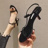 ราคา รองเท้าแตะผู้หญิง สายรัดข้อเท้ากริชหัวเข็มขัดรองเท้าส้นสูง รองเท้าเปิดนิ้วเท้าเซ็กซี่สำหรับผู้หญิง (19677442355)