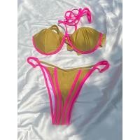 ราคา Zrtak ชุดว่ายน้ำชุดว่ายน้ำบิกินี่เซ็กซี่ลายเสือดาวสำหรับผู้หญิงชุดว่ายน้ำ2024พิมพ์ลายชุดบิกินี่ถ้วยชายหาดสีทึบ (21171141702)