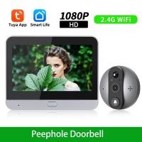 ราคา Elecpow Smart Tuya 1080P WiFi กล้องตาแมวที่ประตู4 3นิ้ว PIR ตรวจจับการเคลื่อนไหว Alexa Google ช่องตาแมวดิจิตอล (21170599088)