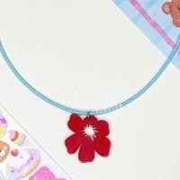 ราคา flower necklace สร้อยคอ y2k สร้อยคอจี้ดอกไม้มีกลิตเตอร์ สีพาสเทล สร้อยเชือกถัก (21288664888)