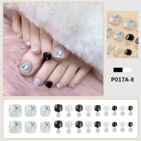 ราคา PINPAI เล็บปลอมเล็บเท้าสั้นแบบกดบนเล็บ24ชิ้นคลุมทั้งหมดปลายเล็บเท้าพร้อมอุปกรณ์ประดับตกแต่งดีไซน์แบบปลอมเล็บเท้า (18455411606)