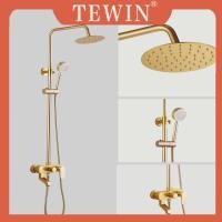 ราคา TEWIN ก๊อกน้ำฝักบัวอาบน้ำพื้นที่อลูมิเนียมสีทองก๊อกน้ำอ่างอาบน้ำห้องน้ำฝักบัวโบราณก๊อกน้ำผสมหัวฝักบัว (19479534941)
