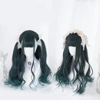 ราคา TSE Lolita วิกผมหยิกยาว ยูนิคอร์นหมอก โลลิต้าหางม้าคู่ไล่โทนสีวิกผมสำหรับเด็กผู้หญิงเขียวเข้ม (14460946309)