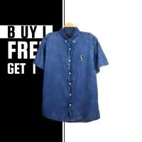 ราคา SHIRT Ralph Laurens Polo Stylish Stitches Sophisticate Shirt Classic Fit Denim Shirt Short sleeve in Blue Size S 3XL Ready Stock (20550498501)