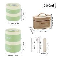 ราคา WORTHBUY กล่องใส่อาหารกลางวันเก็บอุณหภูมิพร้อมถุงและกล่อง Bento แบบพกพาช้อนส้อมวางซ้อนกันได้กันรั่วสลัดผลไม้กล่องเก็บอาหารไมโครเวฟสามารถอุ่นได้ (21330510580)
