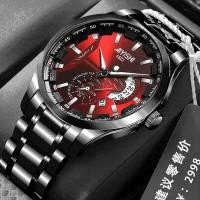 ราคา TIGERAO นาฬิกาข้อมือแบบเข็มเรืองแสงสำหรับผู้ชายนาฬิกากลไกแบบไม่อัตโนมัติพร้อมปฏิทินคู่นาฬิกาโลหะกันน้ำไม่ขึ้นสนิม50ม โครโนกราฟ T191พลังงานสำรอง (19150067232)