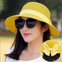ราคา หมวกสาน หมวกเที่ยวทะเล หมวกกันแดด หมวกแฟชั่นสไตล์เกาหลี มีโบว์ด้านหลัง (5461476029)