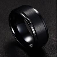 ราคา แหวนแฟชั่นผู้ชายแสตนเลสเงางามแหวนหมั้นงานแต่งงานแหวนผู้ชายสีดำด้าน (14254279345)