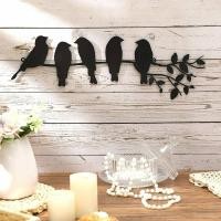 ราคา นกโลหะศิลปะบนผนัง5นกบนสาขาเครื่องตกแต่งฝาผนังใบด้วยรูปปั้นนกฮูกทำจากโลหะ (21350523216)