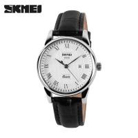 ราคา SKMEI นาฬิกาควอตซ์คู่9058นาฬิกาข้อมือคลาสสิกหรูหราหนังสีทองกันน้ำ (14290574818)