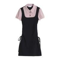 ราคา ชุดเดรสกระโปรงสั้น คอปก แขนสั้นแต่งกระดุม (21359383112)