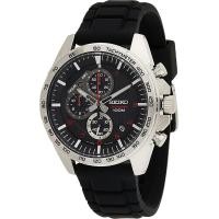 ราคา Seiko Mens Stainless Steel Japanese Quartz Dress Watch with Silicone Strap Black 20 Model SSB325 (16439702746)