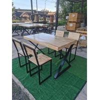 ราคา ชุดโต๊ะอาหาร พร้อมเก้าอี้ 4 ที่นั่ง โต๊ะขาเหล็ก ขาX ท็อปไม้ยางพาราประสาน ไม้จริง (9754023380)