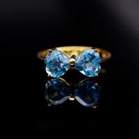 ราคา แหวนพลอยบลูโทปาสหัวใจ BlueTopaz ตัวเรือนเงินแท้92 5 ชุบทอง พลอยสีฟ้า ไซด์นิ้ว 55 หรือ เบอร์7 5US พลอยแท้จากประเทศบราซิล (21382090947)