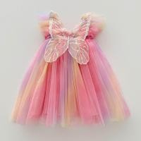 ราคา เดรสออกงานเด็ก เดรสฟรุ้งฟริ้งสไตล์เกาหลี เดรสผ้ามุ้งพิมพ์ลาย นิ่ม ไม่คัน เดรสออกงานเด็กผู้หญิงรุ่นปีกผีเสื้อ (19931716253)