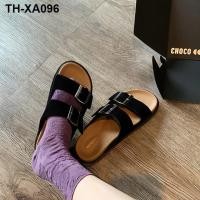 ราคา รองเท้าแตะสำหรับผู้หญิง รองเท้าแตะ Birkenstock สไตล์เกาหลีสำหรับผู้หญิง ฤดูร้อนปี 2023 รูปแบบใหม่ หัวมน หัวเข็มขัดสี่เหลี่ยม รองเท้าแตะสวมด้านนอกลำลอง (20382600015)