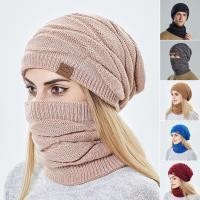 ราคา กันลมเก็บความร้อนหมวกสีทึบผ้าพันคอแบบหนาสำหรับผู้ใหญ่2ชิ้น เซ็ตชุดหมวกผ้าพันคอไหมพรมทำจากขนสัตว์สำหรับผู้ชายและผู้หญิงฤดูใบไม้ร่วง (20604842218)