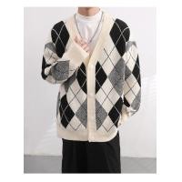 ราคา เสื้อคลุมคาดิแกนไหมพรม ลายข้าวหลามตัดสีขาวดำ สไตล์เกาหลีมินิมอล เสื้อกันหนาวแขนยาวผ้าดี หนาไม่บาง J78 (20818470089)