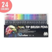 ราคา ปากกาเมจิก 2 หัว หัวพู่กัน หัวเส้นเล็ก ปากกาสีน้ำ สีสวยคมชัด 12 24 36 48 60 80 100 120 สี พร้อมส่งจากไทย (21270606983)