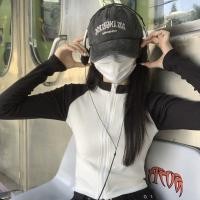 ราคา ANRUO เสื้อยืดผู้หญิงแขนยาวเข้ารูปเสื้อยืดเข้ารูปและเข้ารูปตัดกันเสื้อเอวลอย (21041411587)