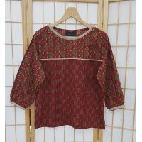 ราคา MENA Cottonstore เสื้อผ้าพิมพ์อินเดีย ผญ คอปาด แขน5ส่วน ฝ้าย 100 cotton ตีเกร็ดอก แขนรูดบอลลูน เบลาส์ สาวอวบ ทำงาน เสื้้อคนอ้วน (21346302888)