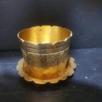 ราคา กระถางธูปทองเหลือง 7 นิ้วตอกลายกลีบบัวกลวง จานรอง Premium Luxury (18888959233)
