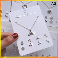 ราคา Hassanne สร้อยคอจี้เพทายสุดอินเทรนด์สไตล์เกาหลีพร้อมตุ้มหู4คู่ชุดเครื่องประดับแฟชั่นต่างหูห่วงโซ่สีเงินแบบเรียบง่าย (21093529171)