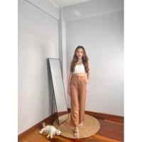 ราคา กางเกงขากระบอกกลางเอวสูงผ้าลินินเก็บทรงสวยสีใหม่จร้าสาวS 3XL (19467636259)