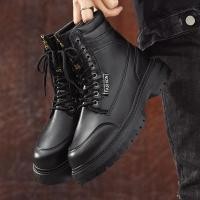 ราคา รองเท้าบูทสั้นลำลองผู้ชายรองเท้าปีนเขาผูกเชือกแฟชั่นรองเท้าบูท Martin พื้นหนาเรียบง่ายและทันสมัย (20872461345)