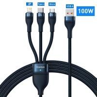 ราคา Baseus 3 in 1 USB Cable 100W USB Type C Fast Charging For Samsung Xiaomi Huawei Micro USB PD 20W Charge Cable For iPhone 13 Pro (14322766836)