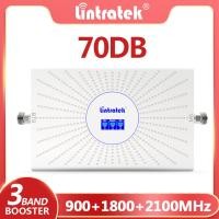 ราคา Lintratek เครื่องขยายสัญญาณโทรศัพท์3ย่านความถี่ GSM 900 1800 2100 MHz B1 B3 B8 LTE 2G 3G 4G 70dB ทวนสัญญาณมือถือ ALC (21357550853)
