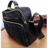 ราคา กระเป๋ษเอกสารหรือโน๊ดบุก กระเป๋าสพายหนังจระเข้ ทรงนอนสีดำ รุ่นขายดี โหนกและกระดูกหลังชัดๆ (17129310489)