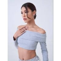 ราคา Ahalf Rib off Shoulder long sleeve crop top เสื้อครอปเปิดไหล่ผ้าร่องแขนยาว พรีออเดอร์เฉพาะสีดำ (21334311419)