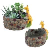 ราคา กระถางต้นไม้ชุ่มชื้นเรซิ่นสร้างสรรค์ภาชนะใส่สมุนไพรกระเช้าดอกไม้บ้านอุปกรณ์ตกแต่งสวนยีราฟ (21275793034)