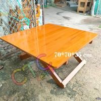 ราคา CTC โต๊ะญี่ปุ่น โต๊ะกินข้าวไม้สัก 70 70 35 ซม กว้าง ลึก สูง โต๊ะนั่งทำงานกับพื้น พับเก็บได้ สีย้อม อิฐ (12733269089)