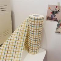 ราคา สไตล์เกาหลีลายสก๊อตสีเหลืองเสื่อผ้าจานทิ้งผ้าขี้ริ้ว Placemats ไม่ทอ (19917953416)