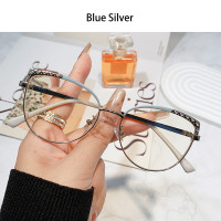 ราคา แว่นสายตาสีฟ้าสำหรับผู้หญิงทรงตาแมวสะท้อนเพชรแว่นตาเลนส์ขยายแบบสามารถเปลี่ยนเลนส์ได้แสงสีฟ้า (18293386717)