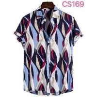 ราคา เสื้อฮาวายชาย S Stripe เสื้อเชิ้ตลำลองหลวมแฟชั่นเสื้อผ้าฝ้าย Beach สวมเสื้อแขนสั้นผู้ชาย (17330021459)