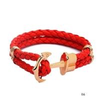 ราคา สร้อยข้อมือหนัง แบบสายถัก สองชั้น สีดำ จี้สมอเรือ สีทอง สำหรับผู้ชาย (16455859374)