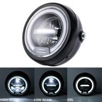 ราคา Lampu depan LED มอเตอร์ไซค์ขนาด6 5นิ้วหลอดไฟหน้ากลมอเนกประสงค์สำหรับ Harley Sportster Cafe RACER bobber Honda CB400 (21170612819)