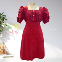 ราคา จัดส่งฟรี BELLA พลัสไซส์ เดรสสาวอวบ ผ้าด๊อบบี้ DS33 L 40 44 เดรสสาวอวบหรูๆ แบรนด์ไทย (21279388063)