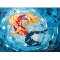 ราคา Koi Carps ภาพวาดปลาต้นฉบับศิลปะ12โดย16 ใต้น้ำศิลปะบนผนังปลาทองตกปลา Impsasto ภาพวาดสีน้ำมันโดย Irina Butenko 1ชิ้นกรอบไม้ด้านในหรือไร้กรอบ (20633912445)