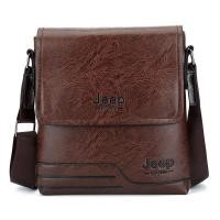 ราคา Trendy new JEEP mens bag casual bag cover type mens leather bag shoulder bag Jeep PU messenger bag (19804601369)