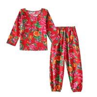 ราคา pandu ชุดเด็กผู้หญิง ชุดเด็กผู้ชาย เสื้อผ้าลายดอกอีสาน ชุดแขนสั้นเด็ก แสดง ชุดนอน (21269673305)