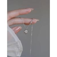 ราคา 925 Sterling Silver Starburst Pendant Niche Necklace High End Sunflower Clavicle Chain 2023 New Popular Sweater Chain OCT (20632376038)